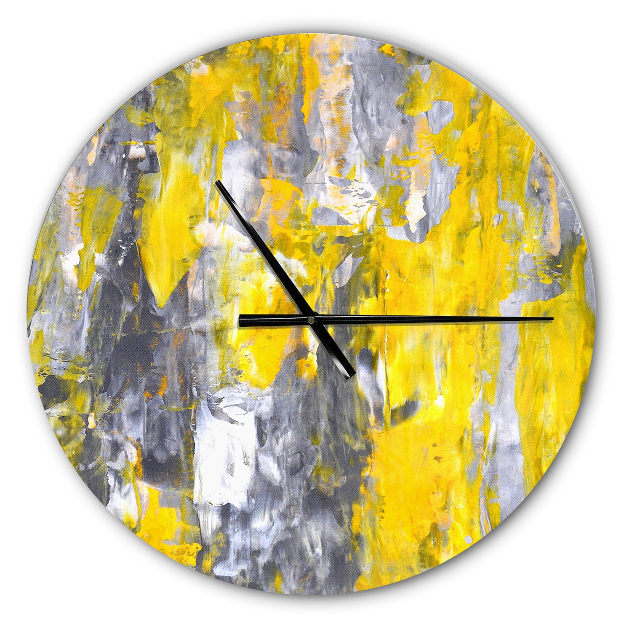 Designart 'Grey And Yellow Abstract Pattern Modern Wall Clock